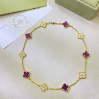 [Bieber Jewelry ]CLOVER 10 MOTIFS  PURPLE VIOLET DIAMOND NECKLACE