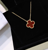[Bieber Jewelry ]CLOVER 15MM CARNELIAN SINGLE FLOWER NECKLACE