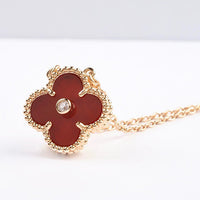 [Bieber Jewelry ]CLOVER 15MM DIAMOND CARNELIAN NECKLACE