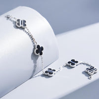 [Bieber Jewelry ]CLOVER 5 MOTIF VEINED ONYX BRACELET SILVER