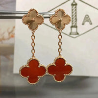 [Bieber Jewelry ]CLOVER 2 MOTIF  LASER CARNELIAN EARRINGS