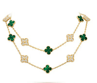 [Bieber Jewelry ]CLOVER 20 MOTIFS MALACHITE DIAMOND NECKLACE