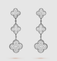 [Bieber Jewelry ]CLOVER 3 MOTIF DIAMOND SILVER DROP EARRINGS