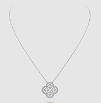 [Bieber Jewelry ]CLOVER 25MM LARGE PENDANT DIAMOND PAVED SILVER NECKLACE