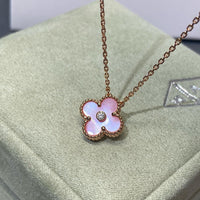[Bieber Jewelry ]CLOVER 15MM DIAMOND PINK MOP NECKLACE