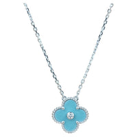 [Bieber Jewelry ]CLOVER 15MM DIAMOND SVRES PORCELAIN  NECKLACE SILVER