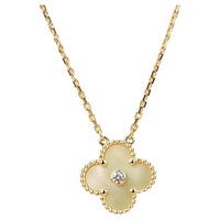[Bieber Jewelry ]CLOVER 15MM DIAMOND GOLD MOTHER OF PEARL NECKLACE