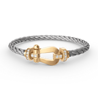 [Bieber Jewelry ]FORCE LARGE HORSESHOE HALF DIAMOND BRACELET GOLD