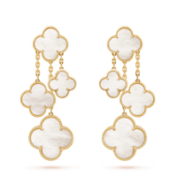 [Bieber Jewelry ]CLOVER EARRINGS WHITE MOP 4 MOTIFS GOLD