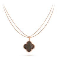 [Bieber Jewelry ]CLOVER 25MM GOLD DARK MOP BIG CLOVER NECKLACE