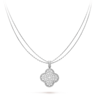 [Bieber Jewelry ]CLOVER 25MM SILVER FULL DIAMOND BIG CLOVER NECKLACE