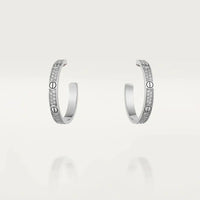 [Bieber Jewelry ]LOVE DIAMOND SILVER HOOP EARRINGS