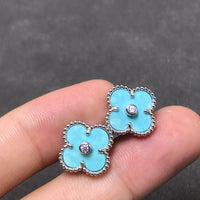 [Bieber Jewelry ]CLOVER 1 DIAMOND BLUE SKY SILVER EARRINGS